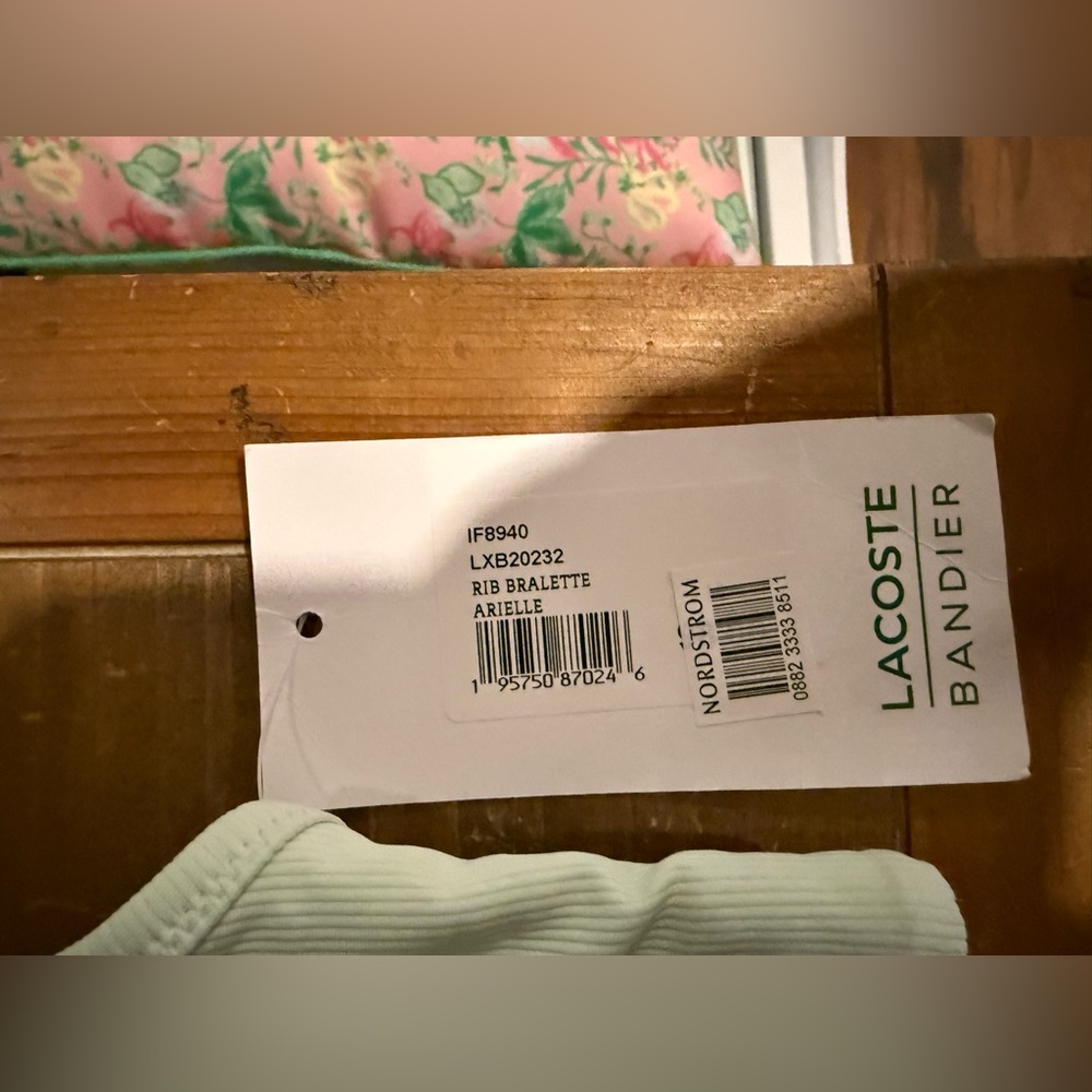 Lacoste x Bandier Ribbed Sports Bra Mint Green Size M NWT - Picture 4 of 7